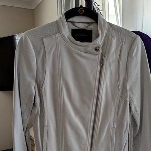 X Small Banana Republic White Leather Moto-Jacket